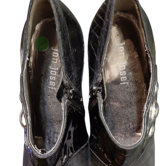 Jon Josef Elegant Black Heels with Embellishments Croc Embossed Shootie - Picture 5 of 11